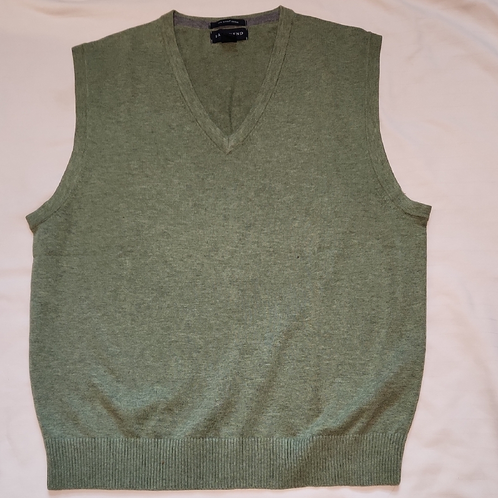 Lands' End V-Neck Sweater Vest in Olive Sz M 38-40 Unisex